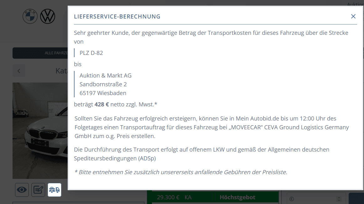 Berechnung Lieferservice